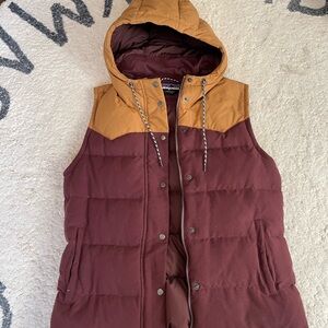 Patagonia Burgundy and mustard Hooded Vest